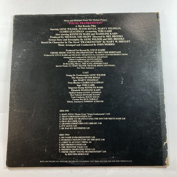 Young Frankenstein Soundtrack John Morris 1975 Vinyl ABC Records 1st Press - Picture 6 of 6